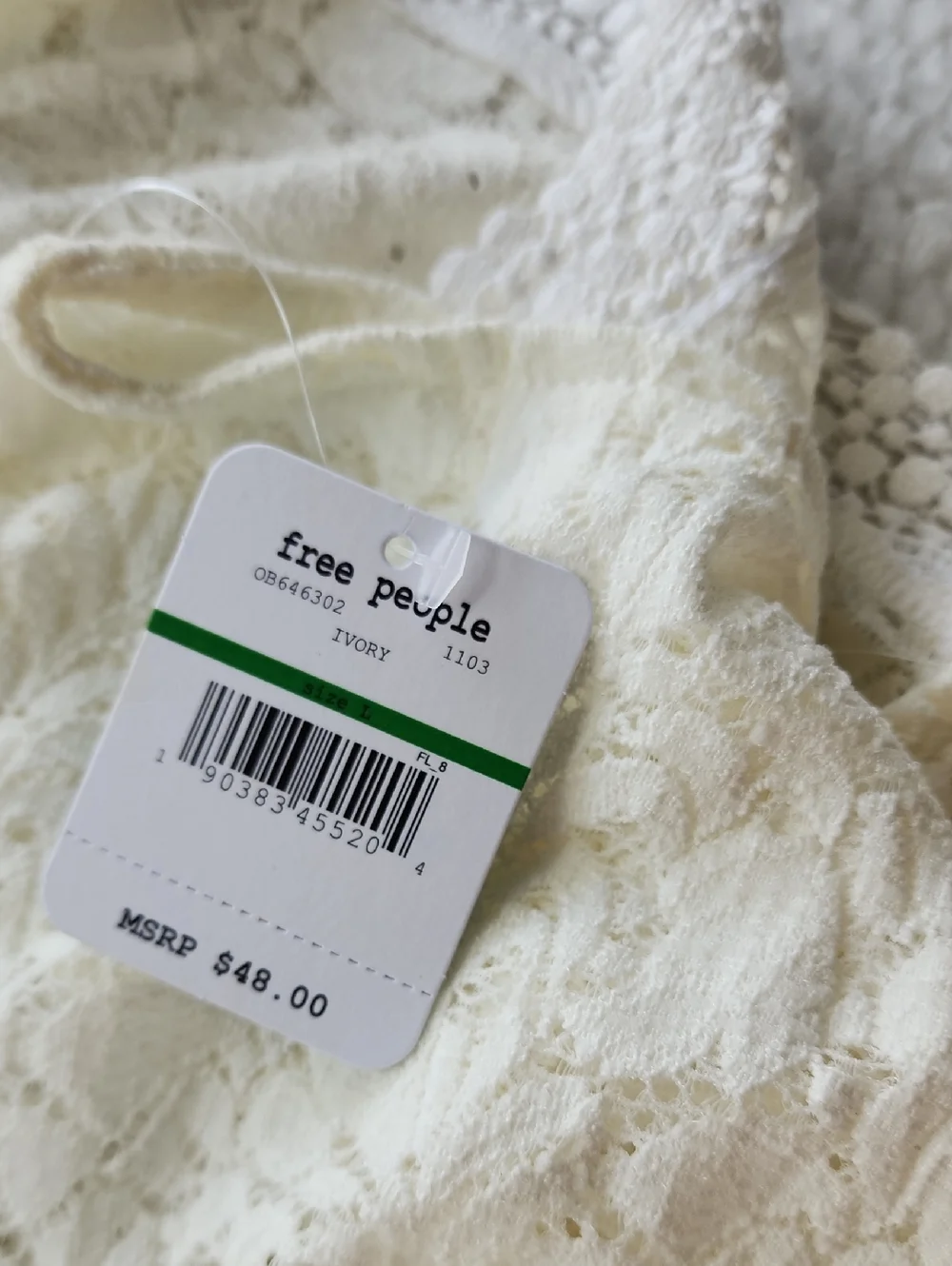 Free People Intimately Women's Ivory Lace Sleeveless Top Brand New